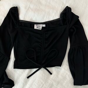 Princess Polly Black Ruched Crop Top